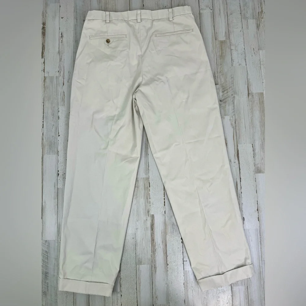 Orvis Pants Mens 34x30 Pleated Golf Straight Leg Casual Cream - Picture 9 of 11